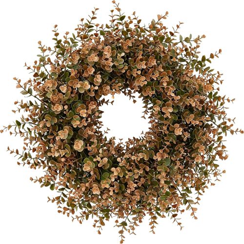 Large Artificial Fall Wreath Eucalyptus Leaves for Front Door Outdoor Decor