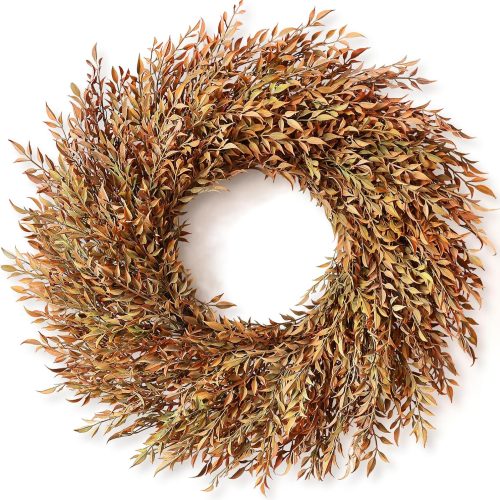 26" Artificial Fall Nandina Wreath for Front Door Decoration (Orange-Green)