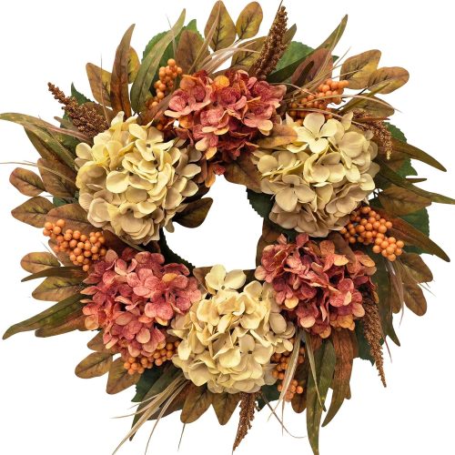 26 Inch Fall Hydrangea Wreath for Front Door, Thanksgiving Harvest Decor