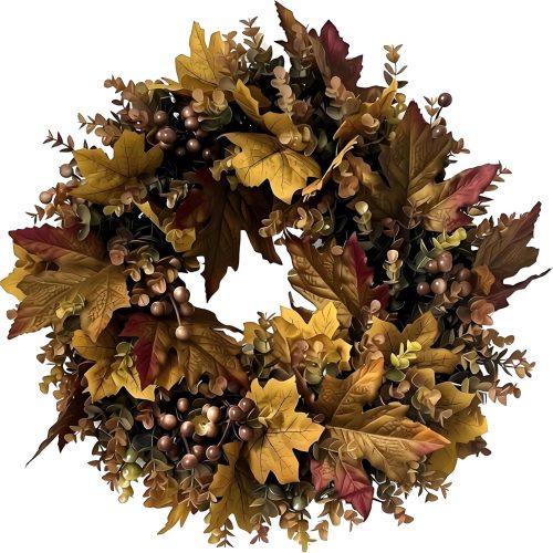 CT0440441JS_1 19.69" Fall Wreaths For Front Door Artificial Autumn Wreath Fall Door Wreath Boxwood Wreath Fall Decorations For Home Wall Porch Indoor Outdoor Halloween Decor Thanksgiving Day Harvest Festival