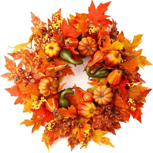 24" Fall Wreaths for Front Door Outside,Autumn Wreath for Home Decoration
