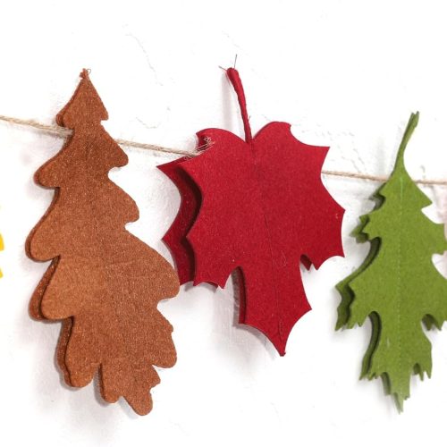 Felt Fall Leaf Garland - Double Layers Felt Leaves Banner, Fall Decorations for Mantle, Thanksgiving Decorations