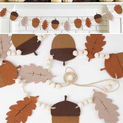 Fall Decorations for Home 6FT Fall Felt Garland with Wood Bead