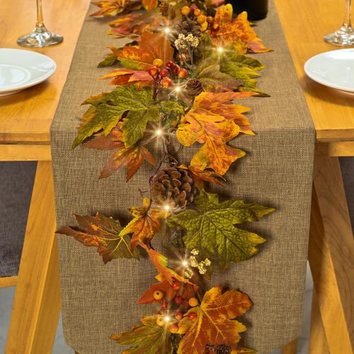 Artgar Fall Maple Leaf Garland, 6 Ft Fall Decor Garland with 30 Warm Lights