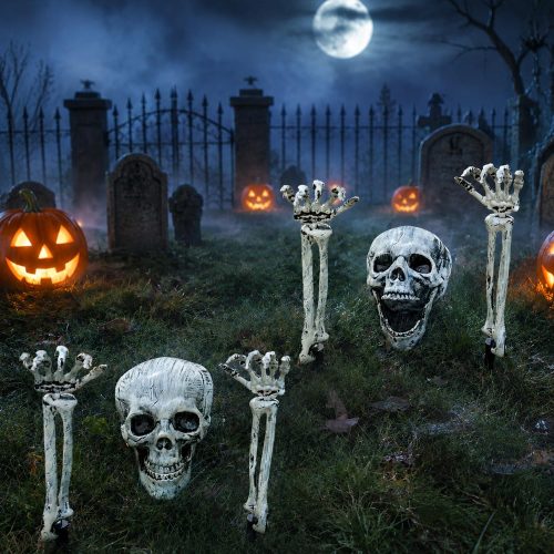 2 Pack Realistic Halloween Skeleton Stakes Decorations Outdoor for Yard