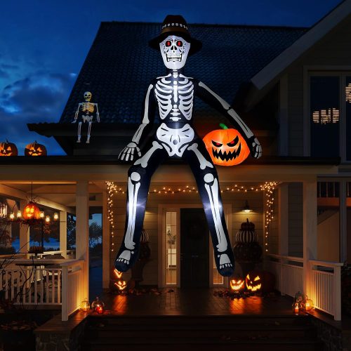 OurWarm 10FT Giant Skeleton Scary Halloween Inflatables Outdoor Decorations