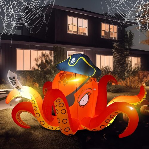 CT0440813JS_1 Hiboom 7.2 ft Halloween Inflatable Giant Lighted Pirate Octopus Outdoor