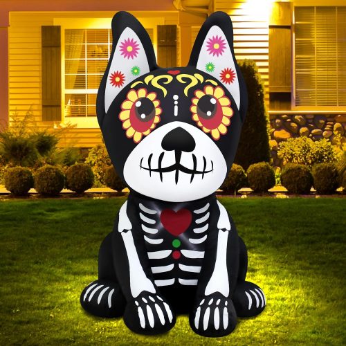 4FT Halloween Inflatables Dia de Los Muertos Dog Outdoor Decorations