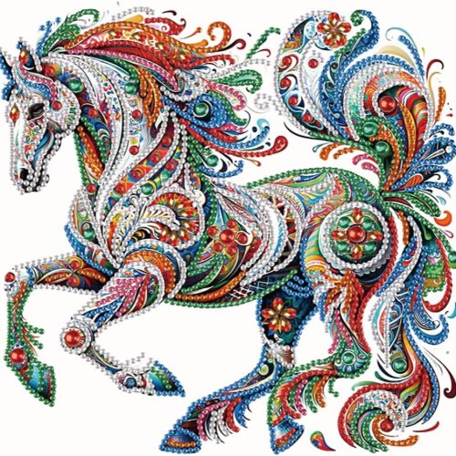 WSLWXSHM 5D Special Shape Diamond Art Kits for Beginners, Diamond Painting Kits for Adults Horse, Crystal Rhinestones Diamond Painting for Home Wall Decoration Gift 12×12inch/30×30cm, Animal
