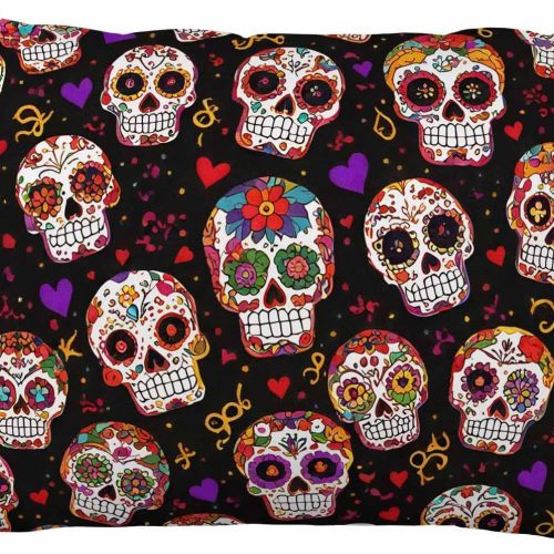 EKOBLA Throw Pillow Cover Day of The Dead Sugar Skull Victorian Gothic Halloween Design Skeleton Floral Decor Lumbar Pillow Case Cushion for Sofa Couch Bed Standard Queen Size 20x30 Inch