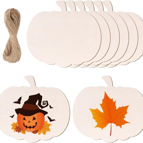 6 Pcs Large Wooden Pumpkins Ornaments to Paint, 10.4 x 9.5 Inches Unfinished Pumpkin Wooden Cutouts for Crafts, DIY Blank Fall Wood Ornaments for Thanksgiving Halloween Autumn Harvest (Large Pumpkin)