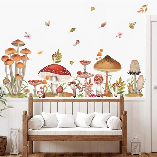 decalmile Woodland Mushroom Forest Grass Wall Decals Stickers