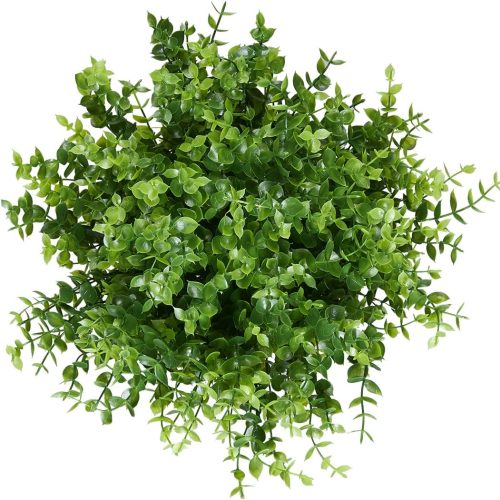 8 Bundles Artificial Eucalyptus Plant Fake Boxwood Shrubs UV Resistant No Fade Faux Greenery for Home Garden Hanging Planter Indoor Porch Patio Office Wedding Decoration(Green)