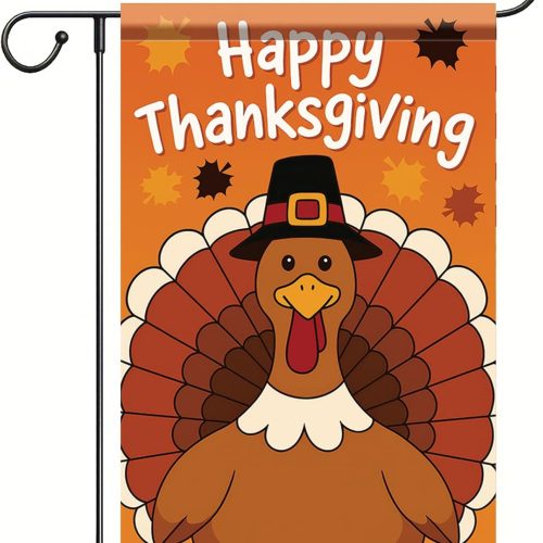 Thanksgiving Garden Flag Happy Thanksgiving Turkey Fall Leaves Flag 12x18 Inch Double Sided Outdoor Yard Banner for Harvest Seasonal Decoration Decor