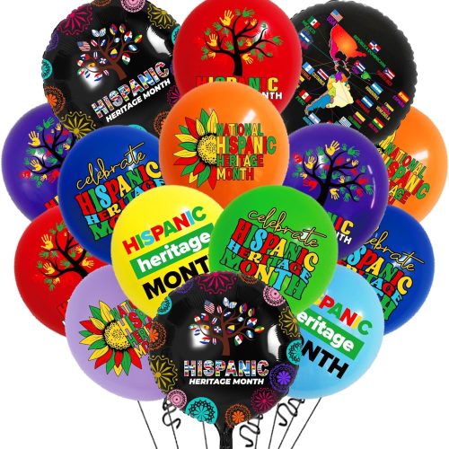 Hispanic Heritage Month Decorations Balloons, 24 Pcs Hispanic Heritage Month Balloon Latin American Hispanic Heritage Balloons for Spanish Classroom Decorations, Foil Spanish balloon for Office Home