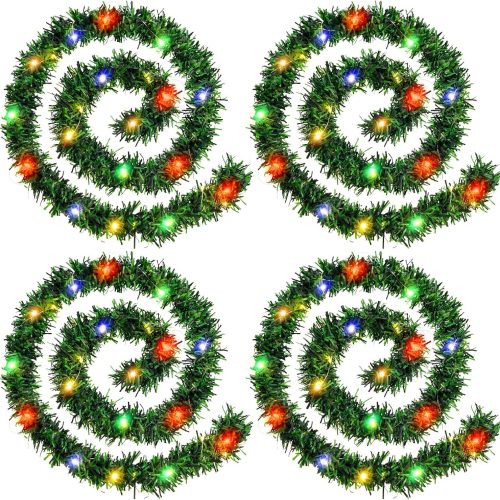 Giegxin 4 Strands Christmas Garland 72 Feet Lighted Artificial Pine