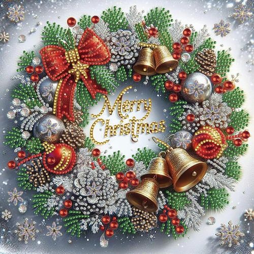 Morudeor Merry Christmas Diamond Art Kits for Adult, Special Shape Xmas Garland 5D Diamond Painting Kits for Beginners, DIY Full Drill Round Diamond Dot Gem Art Kits for Home Decor 12 X 12 Inch