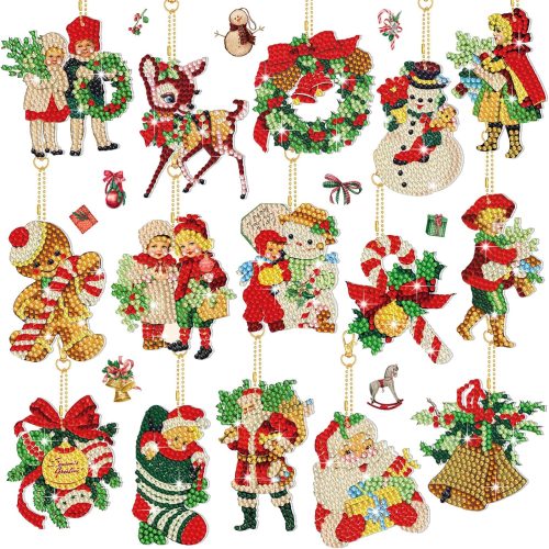 BBTO 15 Pcs Diamond Art Painting Keychains Diamond Art Painting Ornaments 5d DIY Ornaments for Adults DIY Crafts Keychains Family Decor