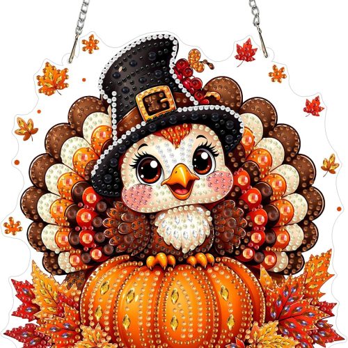 Lxmsja Turkey Diamond Art Hanging Kits for Adults Thanksgiving Decor