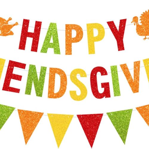 Glitter Happy Friendsgiving Banner and Glitter Pennant Banner Thanksgiving Fall Garland Banner Friendsgiving Party Decorations for Thanksgiving Turkey Day Fall Home Party Supplies