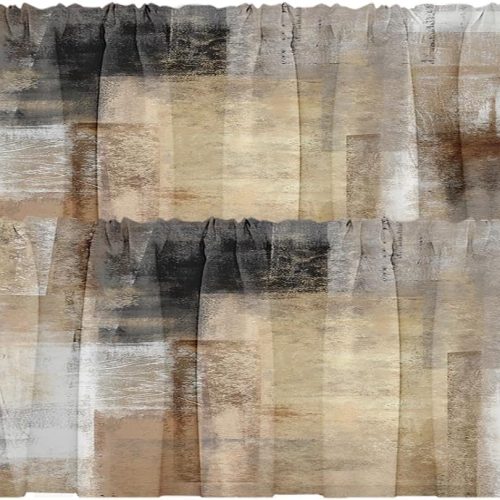 Emvency Valances for Windows, 2 Pack, 52x18 Inch, Abstract Brown