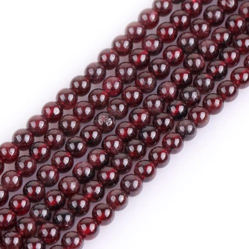 GEM-Inside Natural 4mm Garnet Gemstone Smooth Round Stone Loose Beads Crystal Energy Stone Power for Jewelry Making 15"