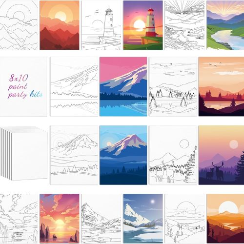 Chuangdi 10 Pcs Pre Drawn Canvas for Painting, 8 x 10 in