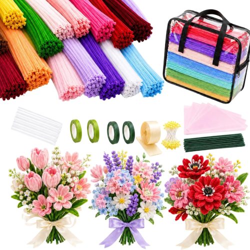 STHHD Pipe Cleaners Bulk, 1000 Pcs Flower Making Kit with Storage Bag