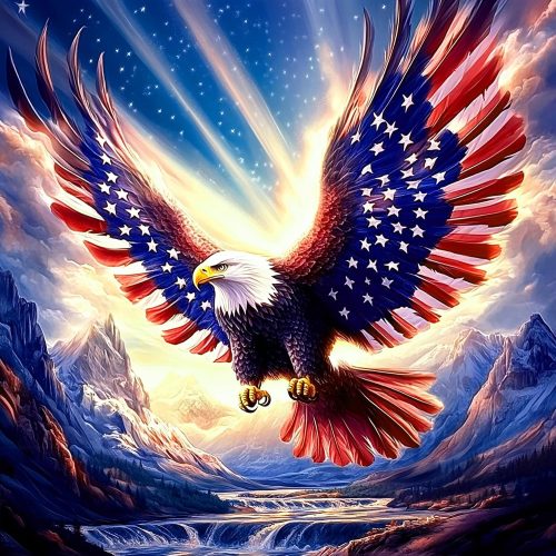 O&BTRC01 Diamond Art Kits - American Flag Gem Diamond Art for Men Boys,Eagle Diamond Painting Kits for Adults,Diamond Art Painting for Patriotic Wall Art 12x12 inch