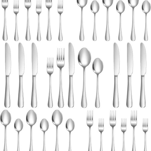 30-Piece Silverware Set for 6, Food Grade Stainless Steel Flatware Set, Mirror Polished Cutlery Utensil Set with Forks, Knives and Spoons, Dishwasher Safe for Home, Restaurant, Wedding and Party Use