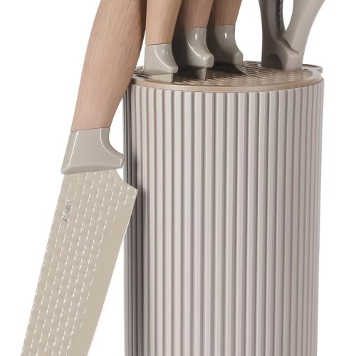 Oster Gunderson 6-Piece Kitchen Knife Block Set, Stainless Steel Kitchen Knife Set With Sharp Blades and Wooden Block