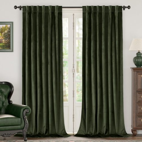 BGment Olive Green Velvet Blackout Curtains 52 x 84 Inch Length, 2 Panels