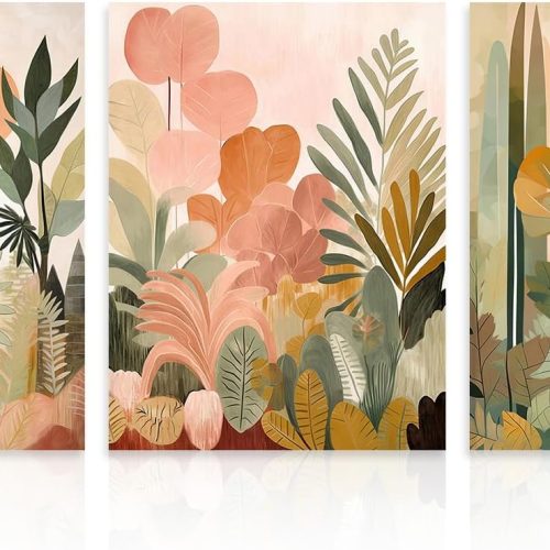 Dazzlewall 3Pcs Boho Tropical Botanical Wall Art Set 12x16 in Unframed