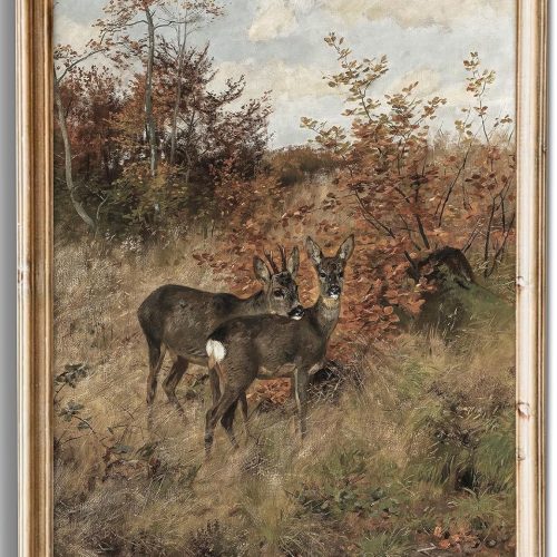 CTD-GR-2878GK_1 Uniro Vintage Fall Wall Art for Bedroom Decor, Rustic Farmhouse Wall Decor Autumn Deer Countryside Wall Painting Canvas Prints Landscape Oil Painting Fall Wall Decor Vintage Art Pictures for Bedroom Bathroom Kitchen Decor( 8" x 10"-UNFRAMED)