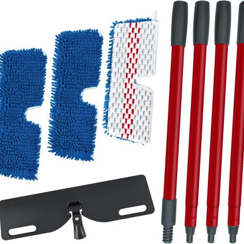 CTD-GR-537GK_1 Microfiber Mops for Floor Cleaning, Flat Mop for Wet & Dry Use, Dust Mop for Hardwood Floors with 3 Reusable Pads for O Cedar Hardwood Floor 'N More 3-Action Mop and Extendable 58" Long Handle