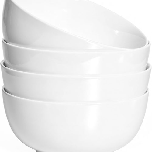 CTD-GR-595GK_1 AISBUGUR 26 oz Soup Bowls Set of 4 Cereal Bowl: Ramen Bowl Fruit,Salad and Rice Bowl for Kitchenware Set for Dishwasher & Microwave Safe,White Bowls 6in