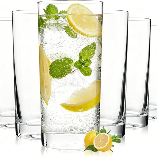 CTD-GR-708GK_1 Highball Glasses Set of 6, 13oz Tall Drinking Glasses, Water Glass Cups Set