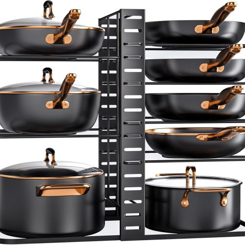 MUDEELA 8-Tier Lightweight Pots and Pans Organizer under Cabinet, 14.55" H