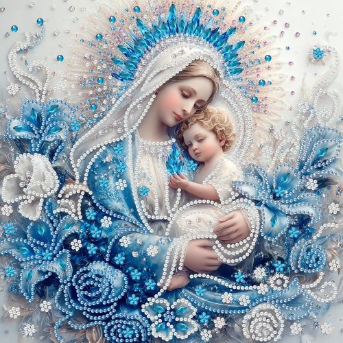 Special Shape Diamond Art Kits for Adults Virgin Mary 5D DIY Diamond Painting Kits for Beginners, Crystal Rhinestones Dot Gem Art Easy, Home Wall Decor 11.8x11.8 Inch
