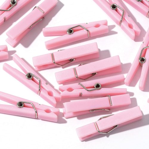 60Pcs Mini Clothespins for Baby Shower Games Girl Pink Clothes Pins 1.4Inch