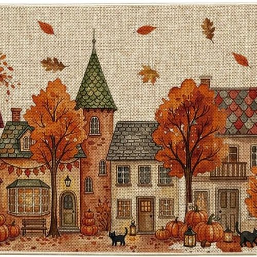 CTMCE01276CT_1 Artoid Mode Maple Tree House Fall Doormat 17x29 Inch
