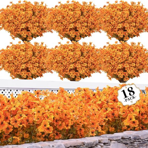 ColoPlay 18 Bundles Artificial Mums for Outdoors, Fake Flowers Fall Decor