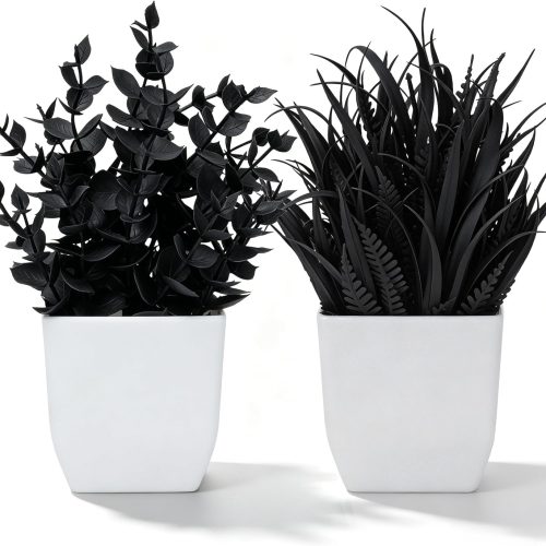 CTMCE01657CT_1 Der Rose 2 Pack Fake Plants for Black Bathroom Halloween Decor