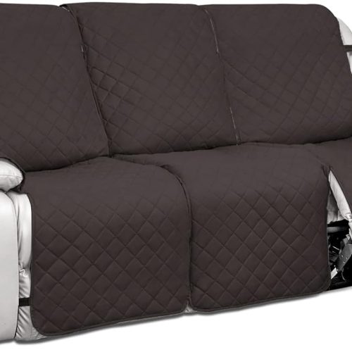 PureFit Water Resistant Reversible Sofa Covers for Reclining Sofa 3 Seat - Non Slip Split Recliner Couch Cover for 3 Cushion Couch, Washable Furniture Protector for Kid, Dog (3 Seat, Chocolate/Beige)
