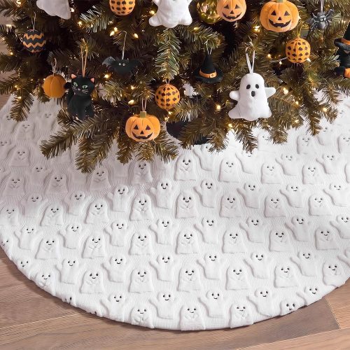 Thenshop Halloween Ghost Tree Skirt, 48 Inch White