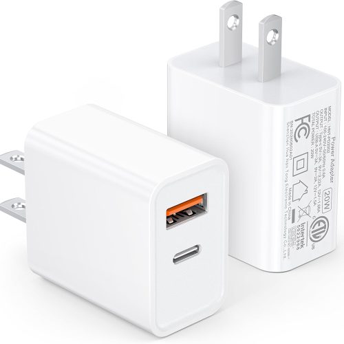 [2 Pack] 20W USB C Charger Block Fast Charging Dual Ports Adapter