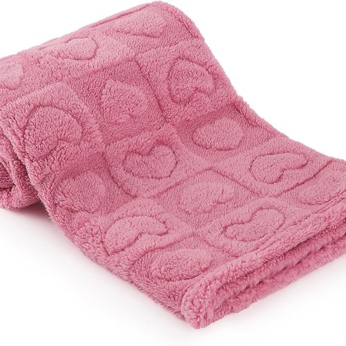 Plush Soft with Heart Checkered Baby Blanket,Fleece Infant Toddler Blankets for Girls Boys,Warm Lightweight Breathable Newborn Receiving Blankets for Crib Stroller 30"×39" (deep Pink, Heart)