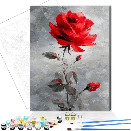 bestact Framed Rose Paint by Numbers Kits for Adults,Flower Painting by Numbers with Framed for Beginner on Canvas Easy DIY Painting Kits for Home Wall Decoration and Gifts,8x12INCH (Flower1)