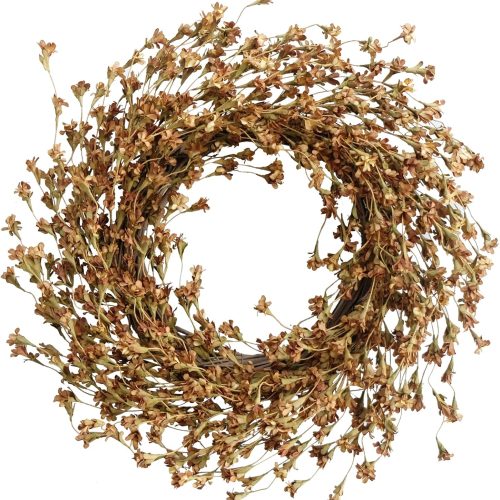 TEMPUS Fall Forsythia Wreath 20" Artificial Wreath for Front Door Hanging Wall Decoration Fall Harvest Thanksgiving Home Decor (Brown)