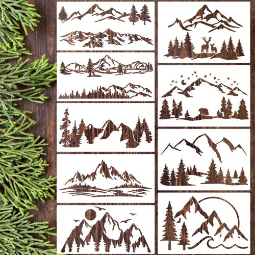 Mountain Stencils for Wood Burning Tree Stencil
